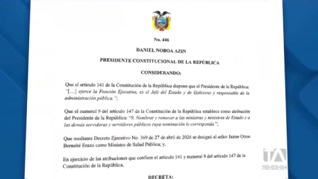 El cambio se da tras poco más de dos meses de gestión y críticas por el desabastecimiento de insumos. Juan Carlos Aveiga asume la cartera.