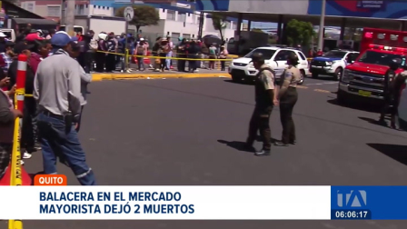 Un ataque armado en el Mercado Mayorista de Quito dejó dos personas muertas. El presunto autor de los disparos intentó huir por una quebrada. Un reportaje de Brigette Mancheno