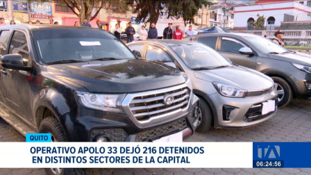 La Policía ejecutó operativos en varios sectores de Quito que dejo 216 personas detenidas, además se hallaron vehículos y motos reportados como robados. Un reportaje de Pablo Guerra