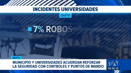 El Municipio de Quito respondió al llamado de las universidades y generó acuerdos para la seguridad. Entre los compromisos consta el despliegue de controles intensivos. Un reportaje de Nathalie Jiménez