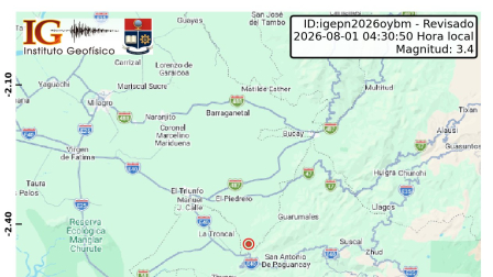 Sismo de magnitud 3.4 se sintió en La Troncal la mañana de este sábado