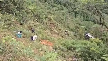 Un bus de pasajeros se volcó hacia un barranco en el cantón Palanda, de la provincia de Zamora Chinchipe.