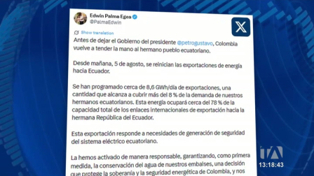El suministro proveniente del país vecino permitirá cubrir más del 8% de la demanda eléctrica del territorio ecuatoriano. Un reportaje de María Gracia Chacón