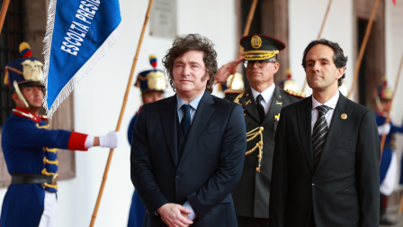Javier Milei llegó al Palacio de Carondelet para reunirse con Daniel Noboa