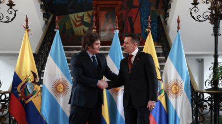 Daniel Noboa y Javier Milei se reunieron en el Palacio de Carondelet.