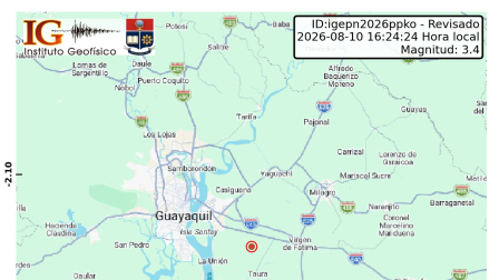 Un sismo de 3.4 de magnitud se registró en la Costa de Ecuador la tarde de este lunes.