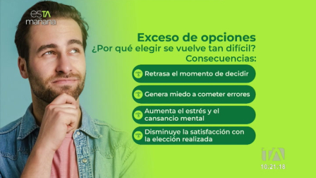 Camila Matus, terapeuta holística, explica por qué tener demasiadas opciones puede generar dudas y cómo tomar decisiones con mayor claridad.