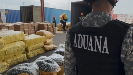 Aduana haciendo controles de mercancía.