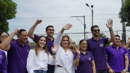 Guayaquil, miércoles 12 de agosto del 2026. En acto simbólico, ADN presentó a sus candidatos a las alcaldías de la provincia del Guayas, destacando la candidata Cynthia Viteri.