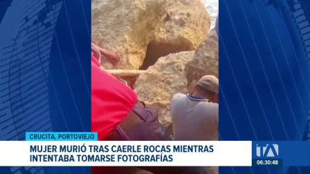 El hecho ocurrió en Manabí cuando el desprendimiento de una estructura rocosa atrapó a la víctima. La mujer intentaba tomarse fotografías. Un reportaje de Jazmín Solís
