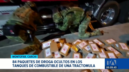 Operaciones de las FF. AA. y la Policía Nacional interceptaron un cargamento de sustancias dentro de una tractomula en Carchi. Un reportaje de Jairo Jácome