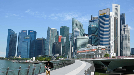Foto panorámica del distrito financiero de Singapur.
