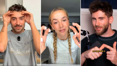 De izquierda a derecha, capturas de pantalla de los vídeos de los 'influencers' Marc Biarnés, Fabiana Sevillano y Thomi Müller.
