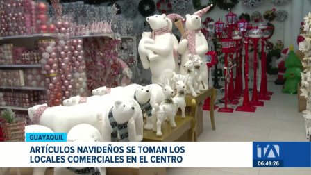 Locales comerciales empezaron a exhibir árboles, luces y adornos de navidad. Ciudadanos adelantan sus compras navideñas con meses de anticipación. Un reportaje de Ricardo Cruzatty