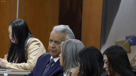 El expresidente Lenín Moreno en la audiencia donde se conocerá la sentencia en el caso Sinohydro.