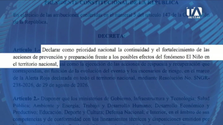 El Ejecutivo emitió un decreto que dispone acciones inmediatas de prevención, mitigación y preparación en las zonas vulnerables del país. Un reportaje de Bernarda Cevallos