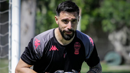 Hernán  Galindez durante un entrenamiento con Huracán.