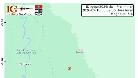 Un sismo de magnitud 5.4 se registró a las 05:39 de este jueves 10 de septiembre.