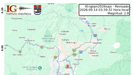 Un sismo se registró en Quito la madrugada de este 14 de septiembre de 2026.