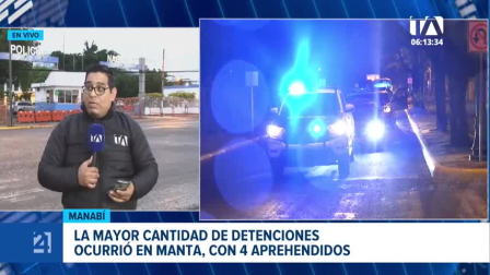 En la provincia de Manabí ocho personas fueron aprenhendidas durante el toque de queda. La mayor cantidad de incidentes se registraron en Manta. Un reporte de Daniel Moreira