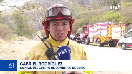 La entidad registra además ocho focos controlados en varias provincias, mientras los equipos de emergencia laboran en el cerro Casitagua. Un reportaje de María Gracia Chacón