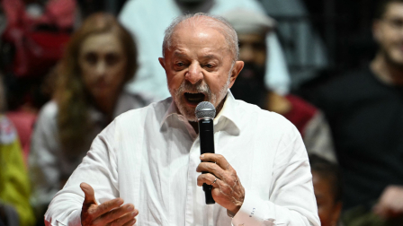 El presidente y candidato presidencial de Brasil, Luiz Inácio Lula da Silva, habla durante un acto de campaña en Río de Janeiro, Brasil, el 23 de septiembre de 2026.