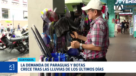 Comerciantes reportan un incremento en la venta de paraguas, impermeables y botas de caucho impulsado por el inicio de las constantes precipitaciones en la ciudad. Un reportaje de Camila Guevara