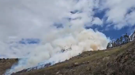 Alerta en Chimborazo: Fuerte incendio forestal en el ingreso a Penipe desplaza densa capa de humo a Riobamba