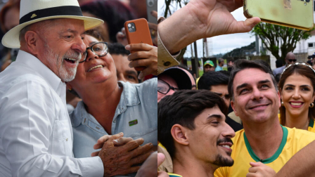 Presidente de Brasil, Luiz Inácio Lula da Silva (izquierda) y el candidato presidencial Flavio Bolsonaro (derecha), durante mitines políticos.