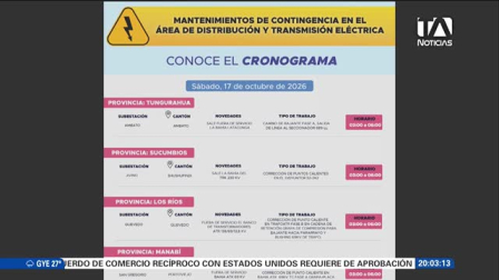 Trabajos preventivos programados para este sábado 17 de octubre ocasionarán suspensiones del servicio de energía de hasta tres horas en varios sectores.