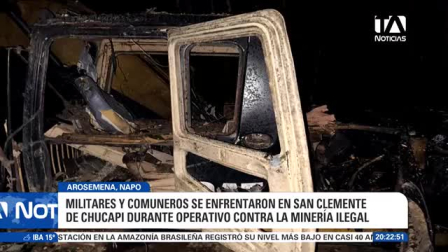 El choque se produjo durante una intervención contra la minería ilegal en San Clemente de Chucapi; dos camionetas militares sufrieron daños. Un reportaje de Karen Haro