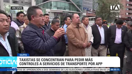 Representantes del gremio amarillo se congregaron en el norte de Quito para manifestar su rechazo a la operación de plataformas digitales de transporte y demandar mayores operativos de control a las autoridades. Un reporte de Stephany Paz