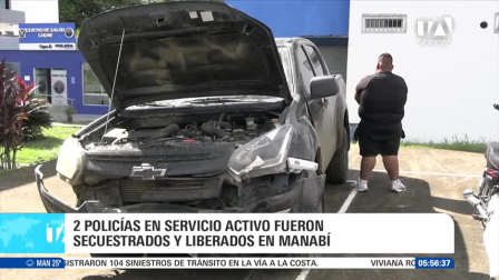 Los agentes realizaban diligencias en Manabí cuando fueron interceptados por delincuentes que exigían 20 mil dólares por su vida. La intervención policial dejó un detenido, además de la incautación de dos armas de fuego, celulares y vehículos. Un reportaje de Calina García.