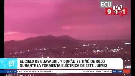 Durante la noche del jueves 29 de octubre, los habitantes de Guayaquil y Durán presenciaron un impactante fenómeno atmosférico que tiñó el cielo de tonalidades rojas y anaranjadas. Según especialistas, el evento se debió a la alta densidad de nubes de tormenta, precipitaciones e intensas descargas eléctricas. La interacción de los destellos con la humedad y la masa de aire provocó la dispersión de la luz en la atmósfera, resaltando las longitudes de onda rojas en el espectro visible.