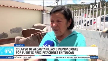 Las primeras precipitaciones registradas en Tulcán provocaron emergencias en los sectores centro y sur de la ciudad tras el colapso del sistema de alcantarillado. El desbordamiento de aguas pluviales arrastró lodo e ingresó a varios inmuebles, dejando enseres y bienes materiales con graves afectaciones, por lo que los organismos de socorro desplegaron tareas de limpieza y asistencia en los barrios afectados. Un reporte de Jairo Jácome.