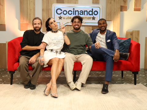 Bastián Napolitano, Virginia Limongi, Nexar Gómez y Frickson Erazo en Cocinando a los Celebrities