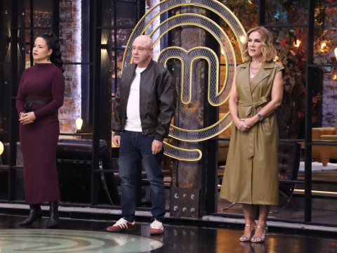 Los chefs Cecilia Cedeño, Jorge Rausch e Irene González, jurado de MasterChef Celebrity Ecuador.