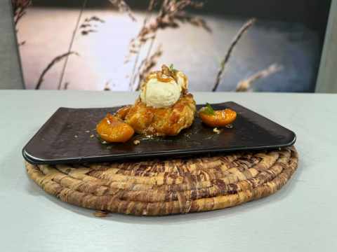 Este martes 25 agosto del 2026 preparamos Trenza de hojaldre con duraznos, la receta de Cocinando esTAmañana, junto al chef Felipe Campana.