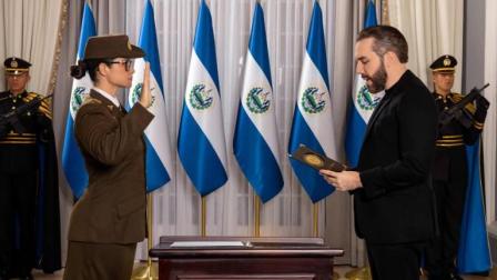 El presidente Bukele y la nueva ministra de Educación de El Salvador, Karla Trigueros.