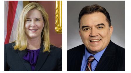 La legisladora demócrata Melissa Hortman (izda) y su marido fueron asesinados en Minesota. El senador demócrata John Hoffman (der) y su mujer también fueron atacado con arma de fuego.