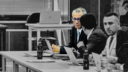 El vicepresidente Jorge Glas durante la audiencia de jucio en el caso Reconstrucción de Manabía este martes 17 de junio del 2025.