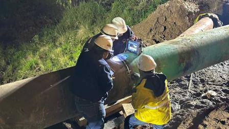 Trabajos ejecutados en un tramo en el kilómetro 86, en el sector Reventador, provincia de Sucumbíos, en la tubería del SOTE.
