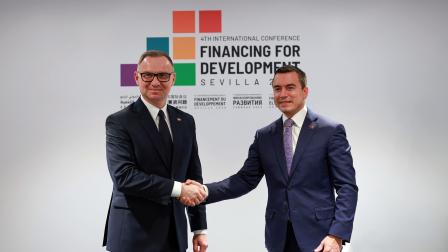 Daniel Noboa se reunió con su homólogo de Polonia, Andrzej Duda, en Sevilla.