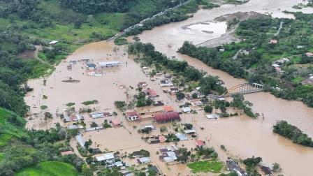 Fuertes inundaciones se registraron en Zamora Chinchipe este martes 1 de julio del 2025.