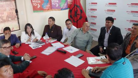 El Frente Unitario de los Trabajadores anuncia movilizaciones, debido a la Ley de Integridad Pública planteada por el Gobierno Nacional y aprobada por la Asamblea Nacional.Nelson Erazo, Edwin Bedoya, Andrés Quishpe, Wilson Álvarez y Marcelo Guerra.