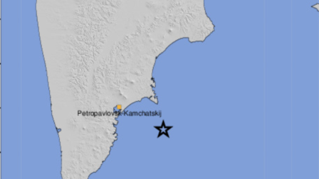 El epicentro del terremoto en Petropavlovsk-Kamchatsky, Rusia, 29 de julio de 2025.