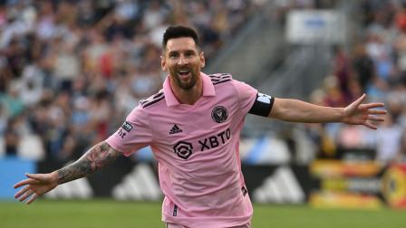 El argentino Lionel Messi celebra un gol en el Inter Miami.