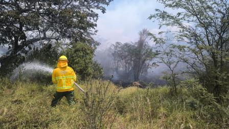 Los Bombeos de Quito atendieron una fuerte emergencia en Nayón por una quema irresponsable.