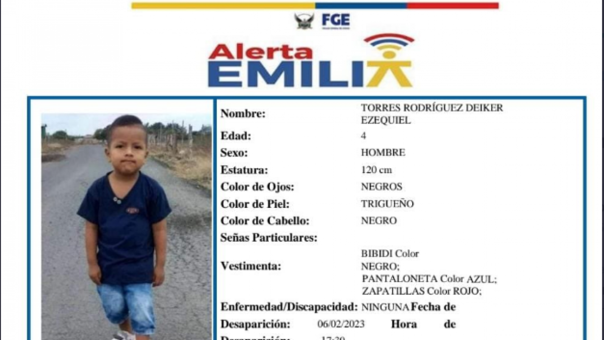 Activan alerta Emilia por la desaparición de un menor de 4 años