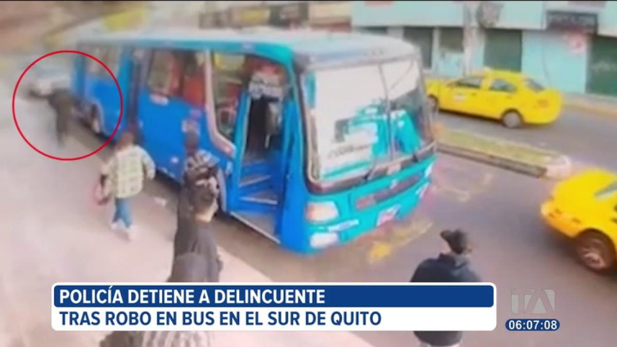 Policía que se movilizaba en bus detuvo a sospechoso tras robo en Quito